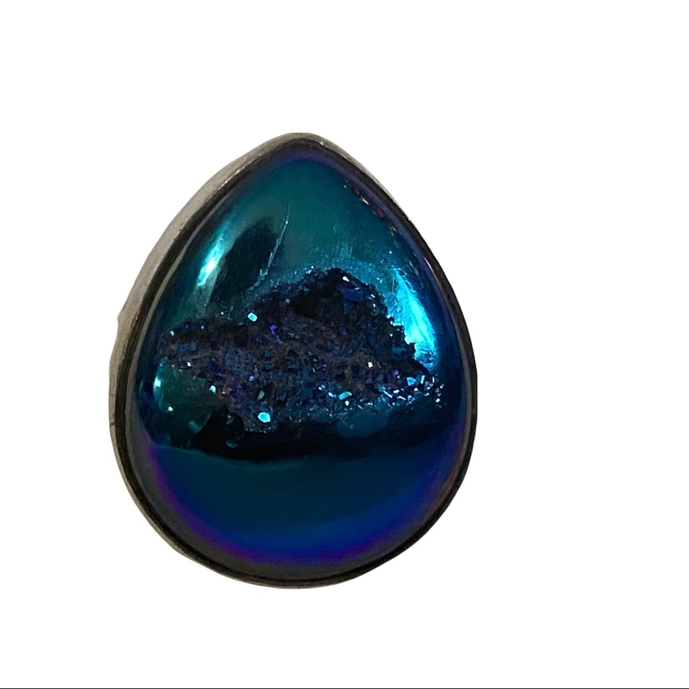 Estate 1990’s Blue Stone in a 925 Sterling Silver Setting, Size 9 - Picture 3 of 5